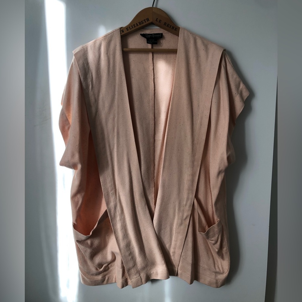 Vintage Philippe Ronsard Paris Raw Silk Cardigan Vest - Blush Pink
